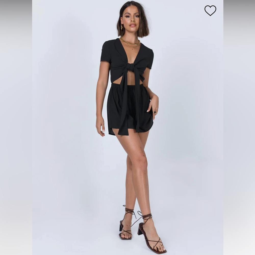 Princess Polly Black Sweet Sahara Tie Front Playsuit